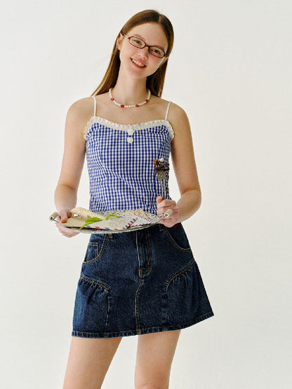 Checkered Flower Small Suspenders【s0000011990】