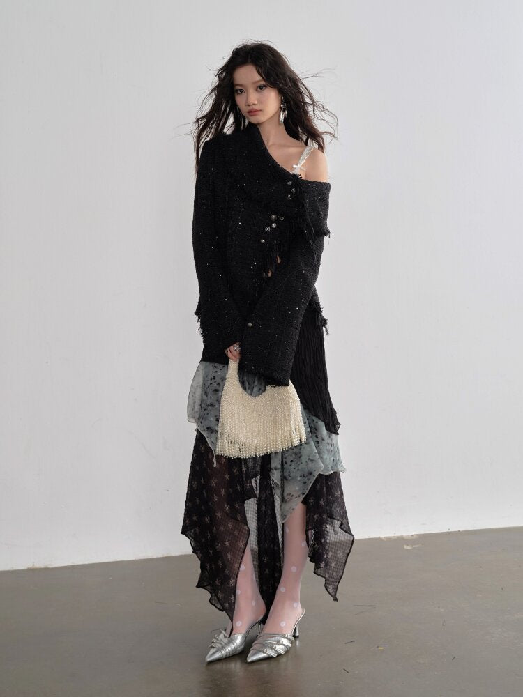 Leopard Print Splicing Chiffon Skirt【s0000015697】