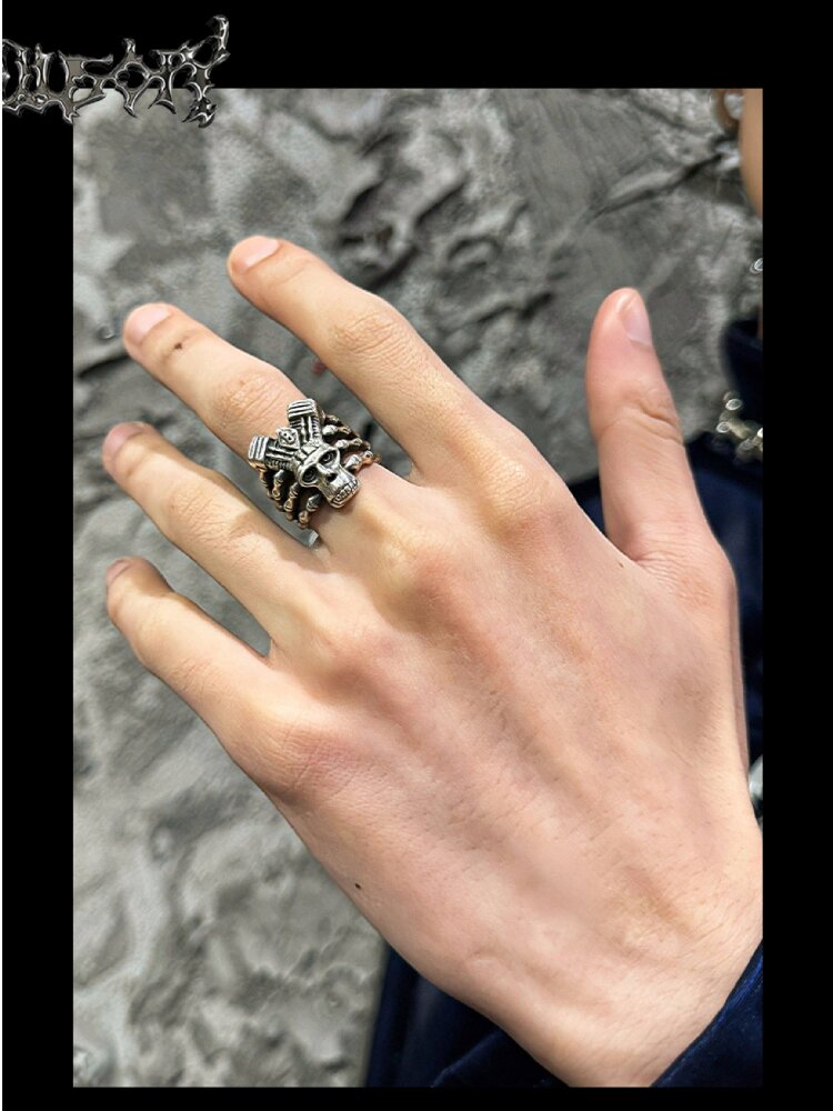 925 Sterling Silver Heavy Punk Ring【s0000018868】