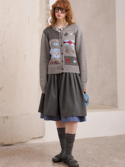 Embroidered Slim-Fit Button-Up Cardigan【s0000014075】