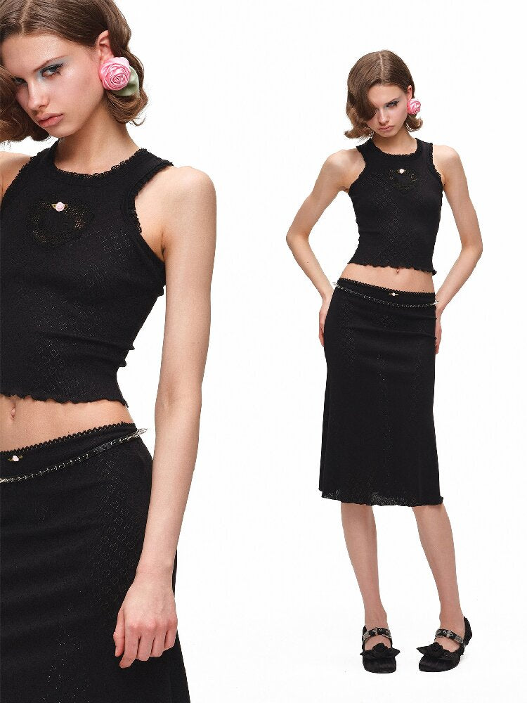 Jacquard Knitted Vest Midi Skirt【s0000016904】