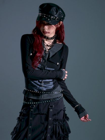 Lace-Up Slim-Fit Long-Sleeve Knit Base【s0000013911】