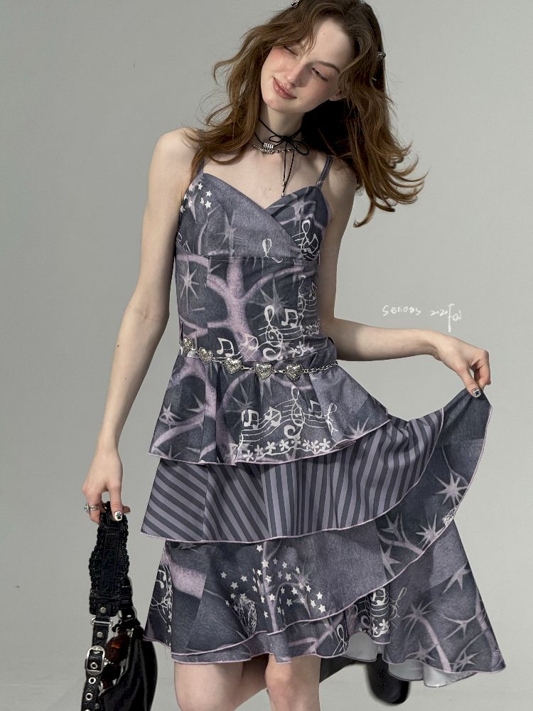 Pleated Cake Hem Halter Dress【s0000012259】