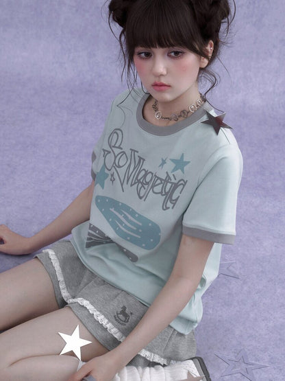 Print Crew Neck Short Sleeve T-Shirt【s0000016646】