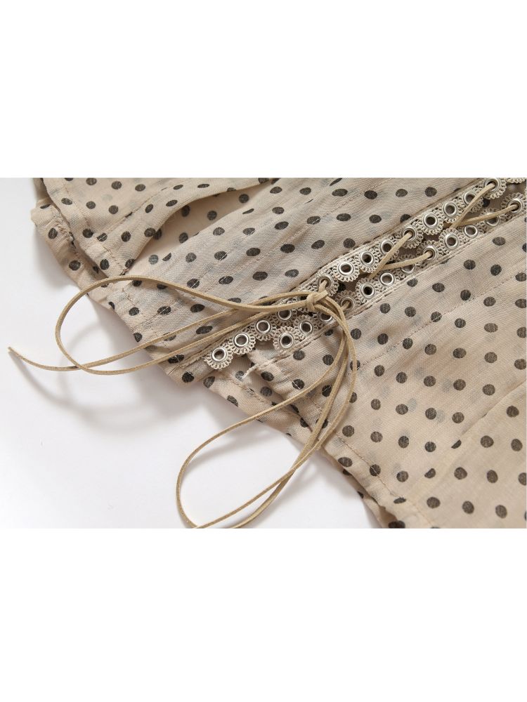 Polka dot plaid sun loose shirt【s0000012622】