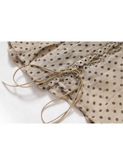 Polka dot plaid sun loose shirt【s0000012622】