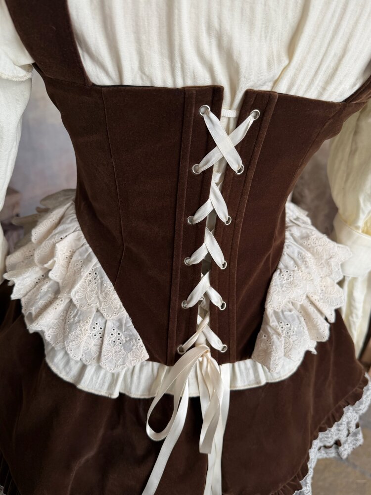 Bone Print Velvet Lace Corset Vest【s0000015613】