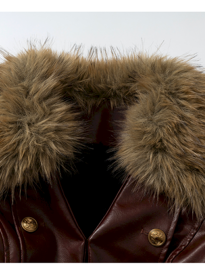 Court Punk Fur Waist Leather Coat【s0000014927】