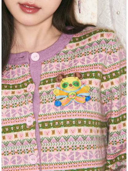 Geometric Knit Cardigan and Skirt Set【s0000014142】