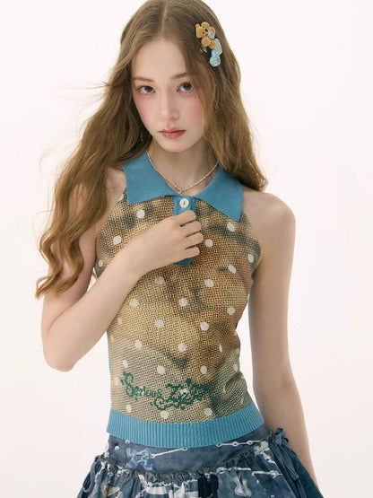Rabbit Print Polka Dot Knit Vest【s0000016848】