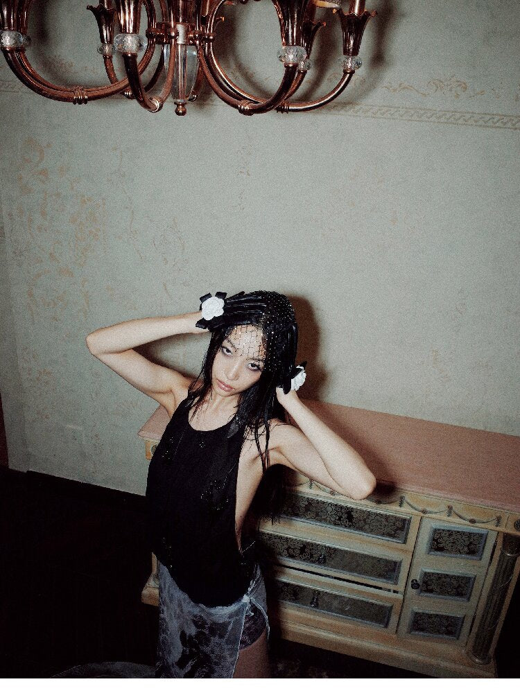 Chiffon Lace Embroidered Halter Top【s0000017659】