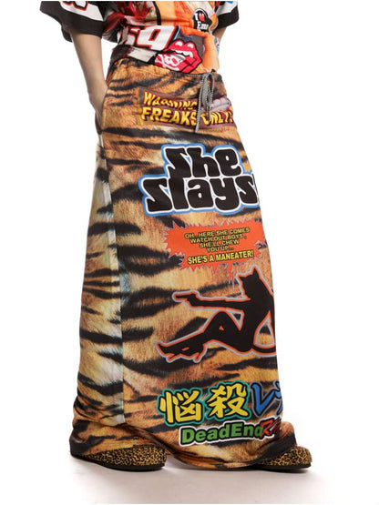 American Tiger Print Skirt Long Sweat Skirt【s0000014906】