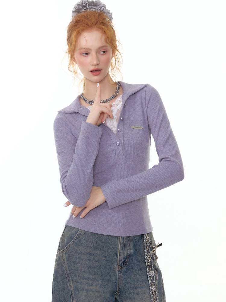 Faux Two Long Sleeve T-Shirt Base【s0000014357】