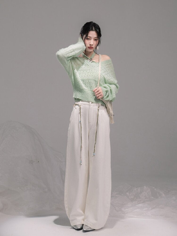 Openwork Woolen Halterneck Set【s0000015746】