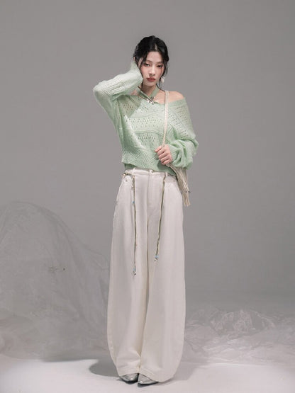 Openwork Woolen Halterneck Set【s0000015746】