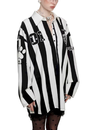 Black and white POLO Collar Ballgown【s0000011606】