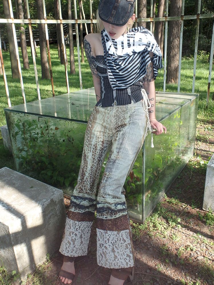 Spider Web Aged Splicing Micro Pants【s0000012469】