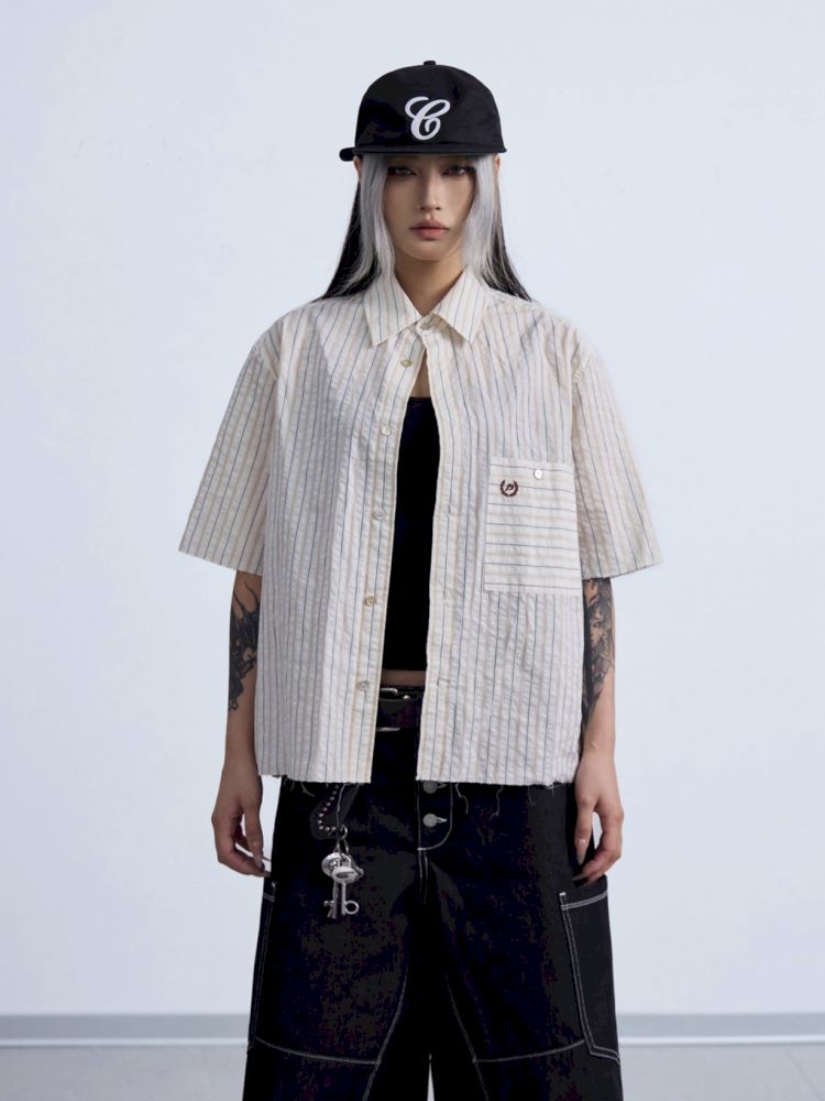 Striped Short Sleeve Shirt【s0000013198】