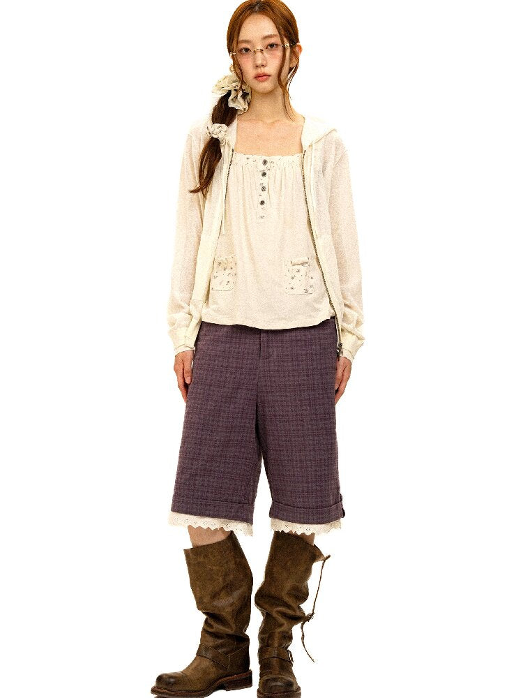 Lace Patchwork Vintage Plaid Pants【s0000017934】