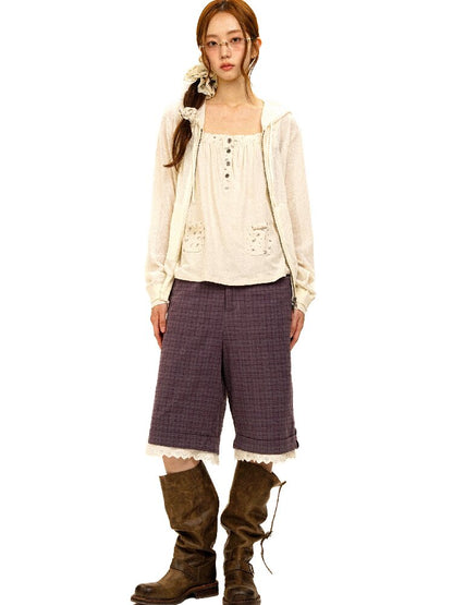 Lace Patchwork Vintage Plaid Pants【s0000017934】