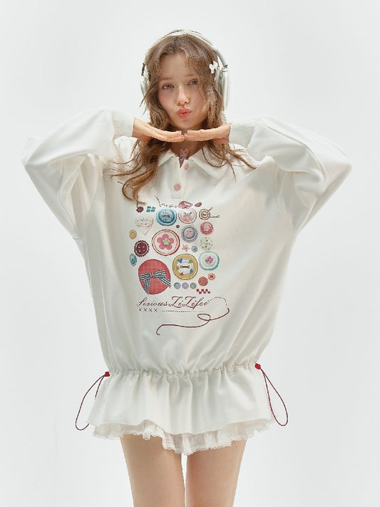 Polo Neck Waisted Sweatshirt Dress【s0000011516】