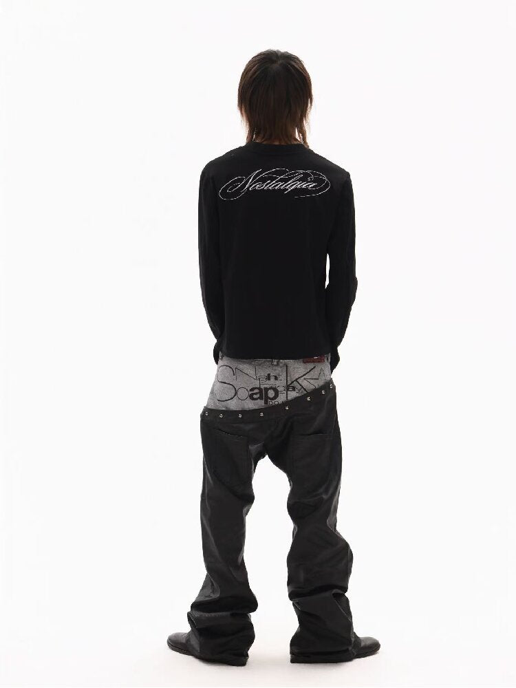 Sparkle Slogan Shoulder Long-Sleeve T【s0000018349】