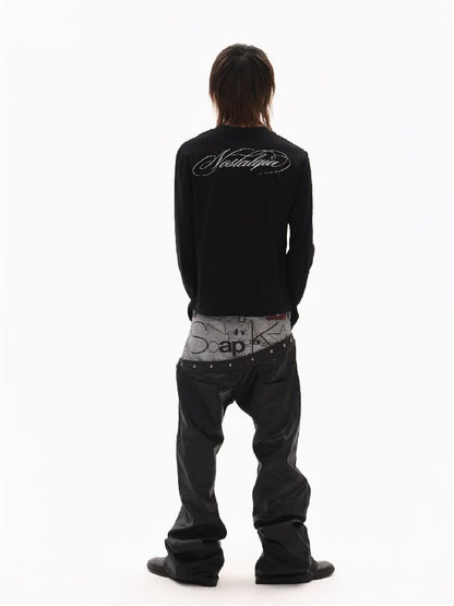 Sparkle Slogan Shoulder Long-Sleeve T【s0000018349】