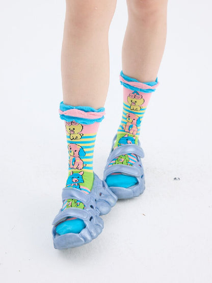 Striped Animal Pattern Knit Socks【s0000017702】