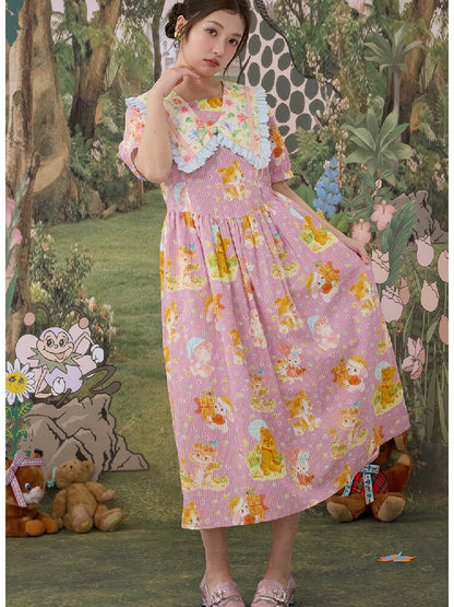 Floral Print Square Neck Cotton Dress【s0000017116】