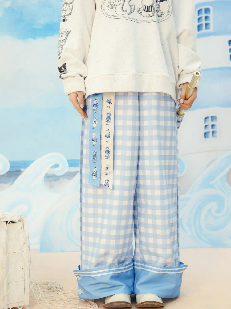 Checkered Wide-Leg Trousers【s0000014158】