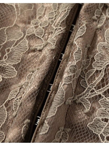Patchwork Lace Satin Short Corset【s0000016204】