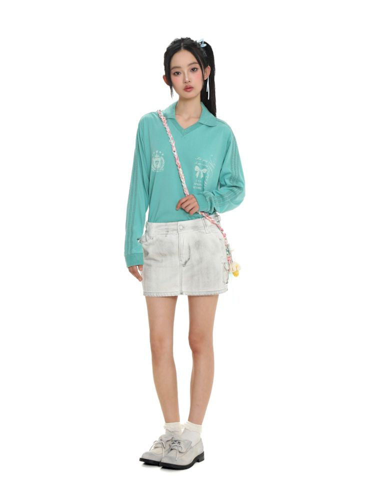 Dirty Hardware Tab Belt Denim Short Skirt【s0000008681】