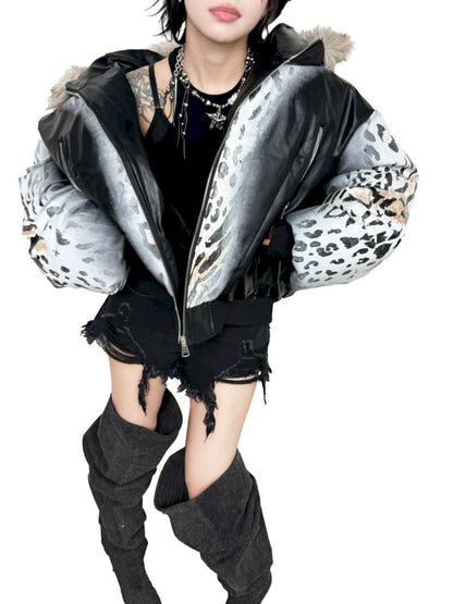 Gradient Cotton Hooded Leopard Jacket【s0000014863】