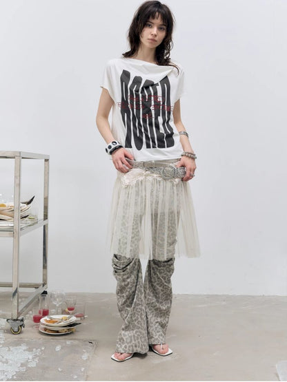 Printed and embroidered Irregular T-shirt【s0000012414】
