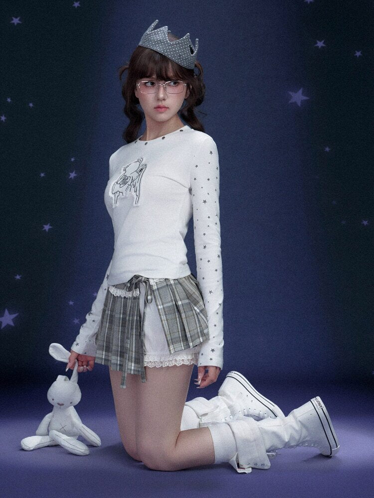 Checkered Pleated Flower Bud Skirt【s0000015765】