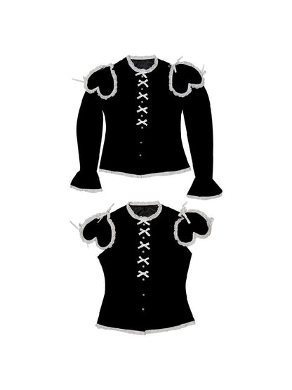 Removable Sleeve Love Velvet Top Jacket【s0000011338】