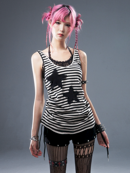 Fake Two-Piece Halter Sleeveless Tank Top【s0000012945】