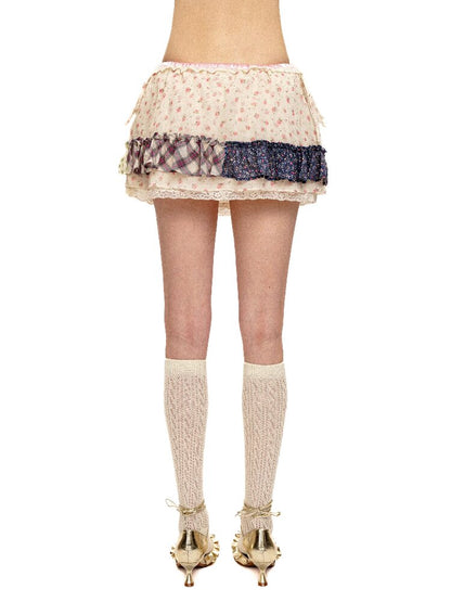Panelled Pleated Floral Skirt【s0000016108】