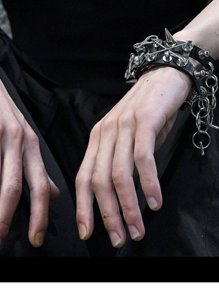 Heavy Hardcore Punk Leather Bracelet【s0000018871】