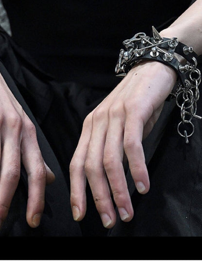 Heavy Hardcore Punk Leather Bracelet【s0000018871】