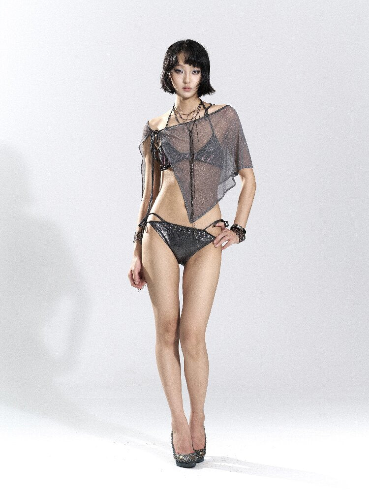 Foil Print Bikini Mesh Set【s0000018480】