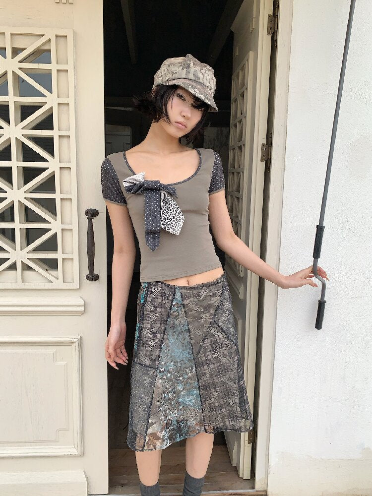 Leopard Polka Dot Patchwork T-Shirt【s0000018083】