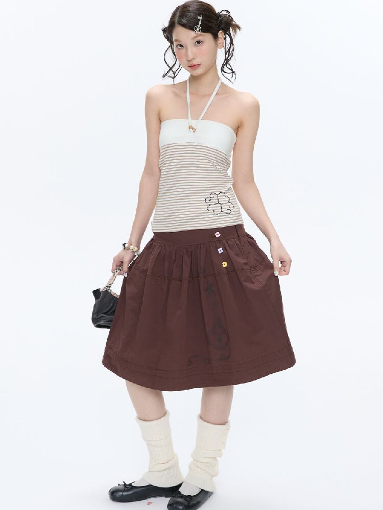 Diamond Striped Halterneck Top【s0000016386】