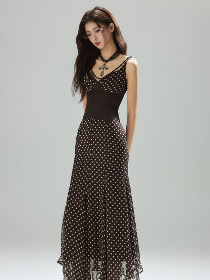 Coffee Polka Dot Tunic Sundress【s0000015595】
