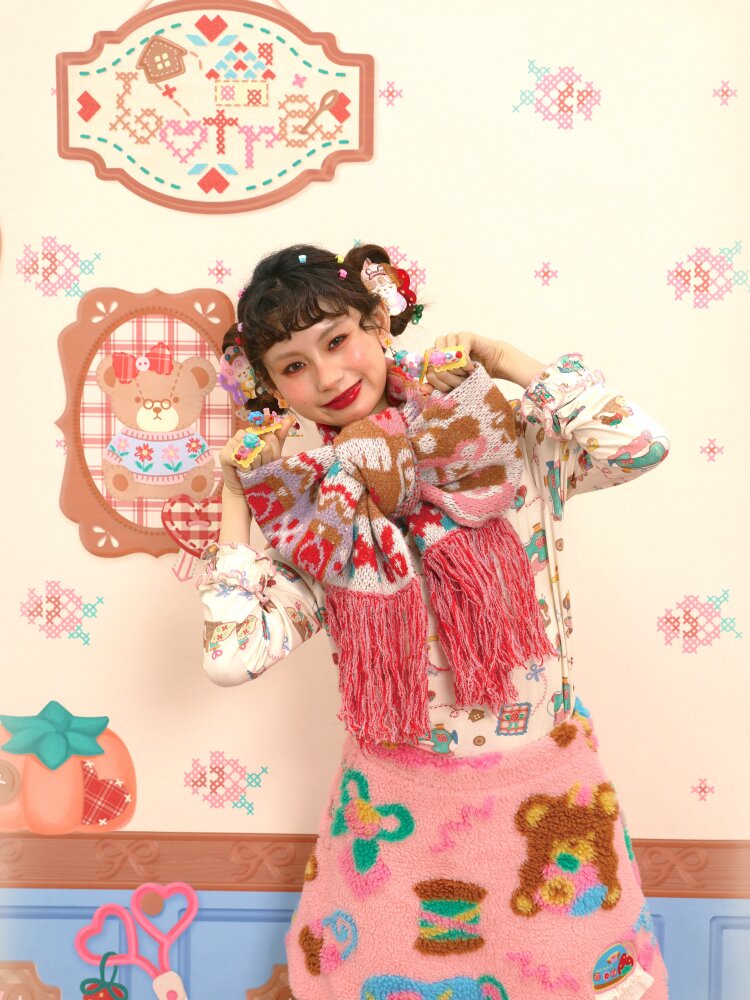 Soft Knit Bunny Fringe Long Scarf【s0000015563】