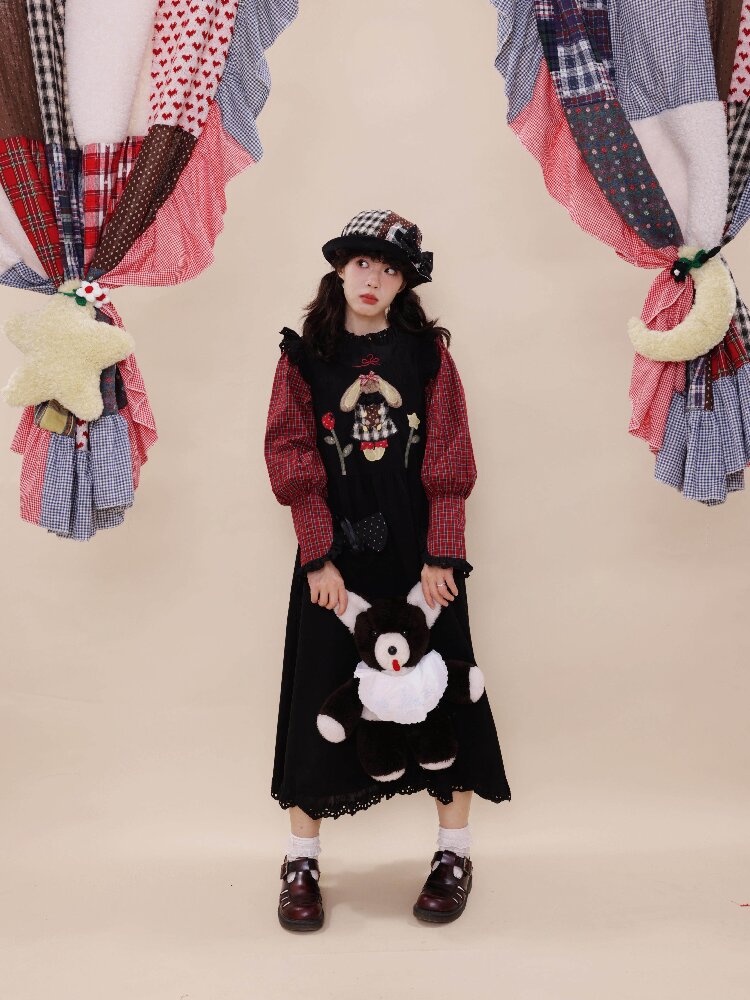 Corduroy Rabbit Strawberry Dress【s0000019288】