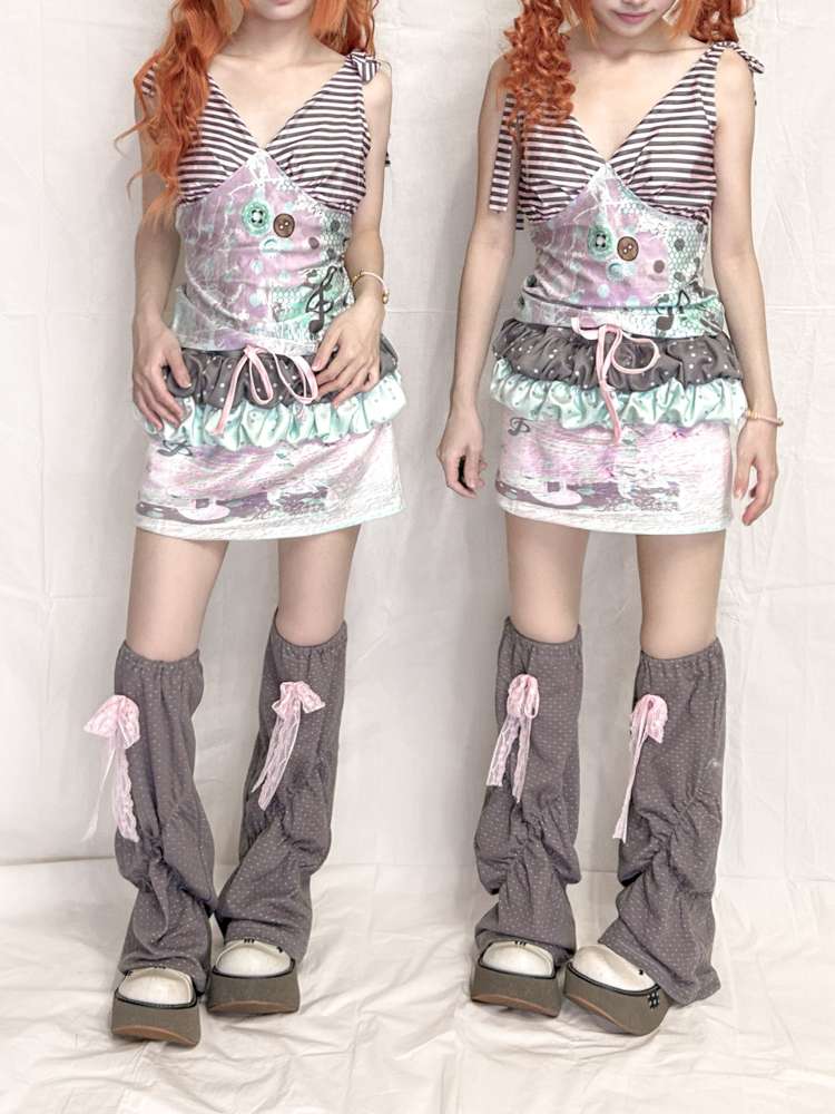 Striped Lace Up Vest Suspender【s0000015204】