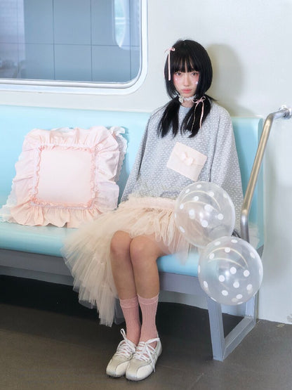 Polka Dot Mesh Lace Sweatshirt【s0000016368】