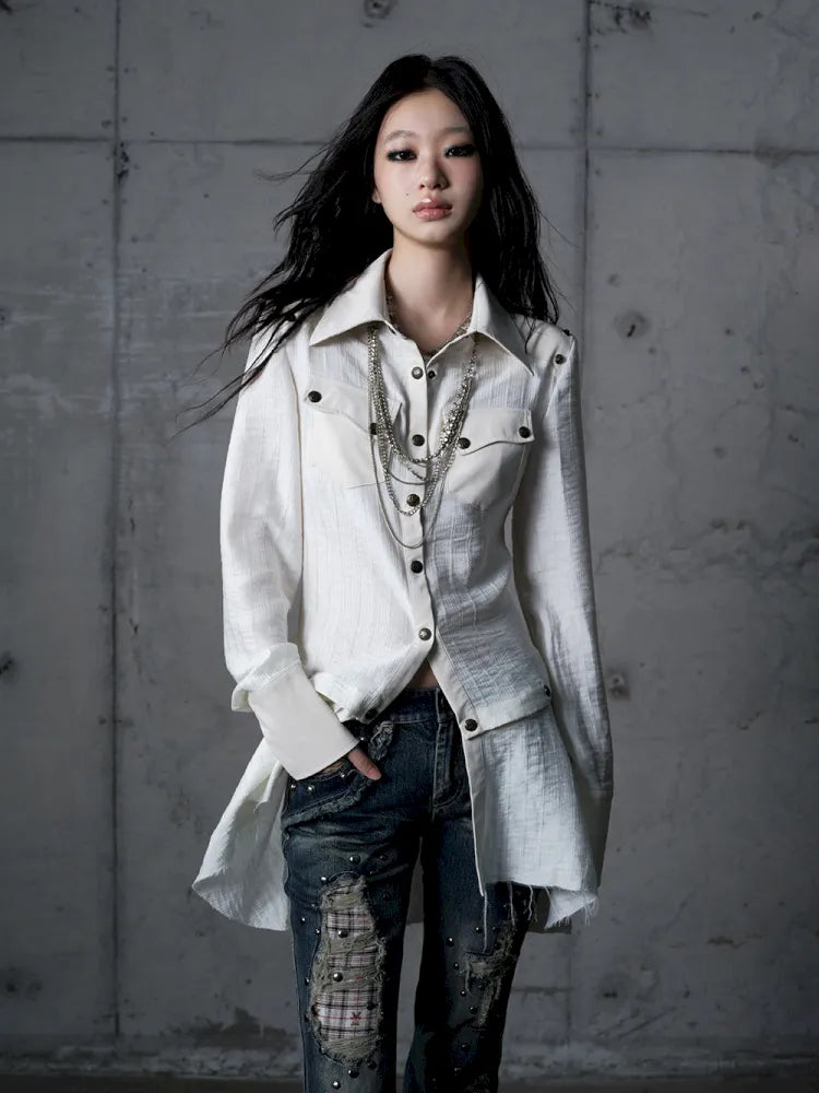 Leather Detachable Long-Sleeved Shirt【s0000014119】