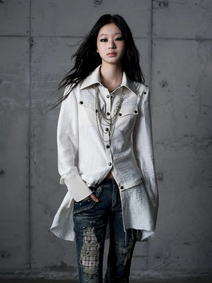 Leather Detachable Long-Sleeved Shirt【s0000014119】